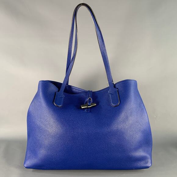 LONGCHAMP Blue Pebble Grain Leather Tote Handbag - Picture 1 of 11